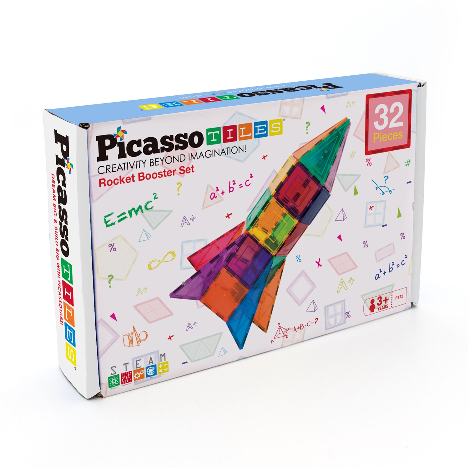 PicassoTiles Set di Blocchi Magnetici da 32 Pezzi - Tema Razzo per Costruzione Creativa e Sviluppo STEM