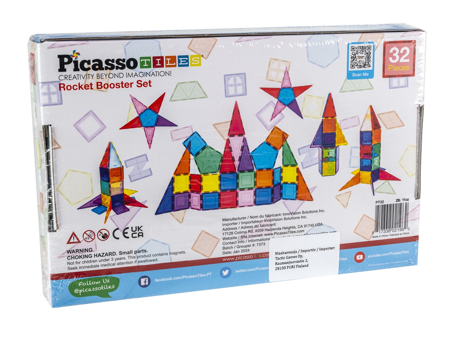PicassoTiles Set di Blocchi Magnetici da 32 Pezzi - Tema Razzo per Costruzione Creativa e Sviluppo STEM