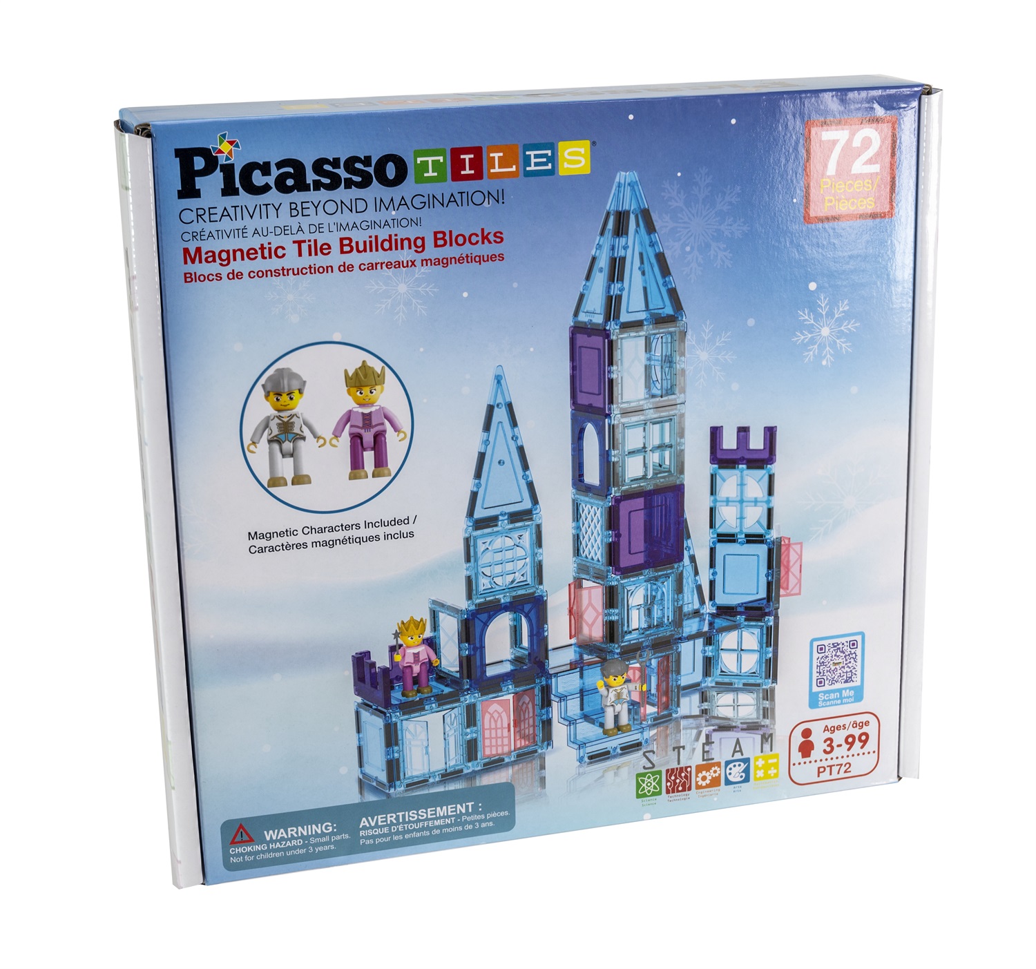 PicassoTiles 72 Pezzi - Piastrelle Magnetiche per Costruzione Castello Invernale con Personaggi, Scale, Finestre e Porte - Gioco Educativo STEM per Bambini 3
