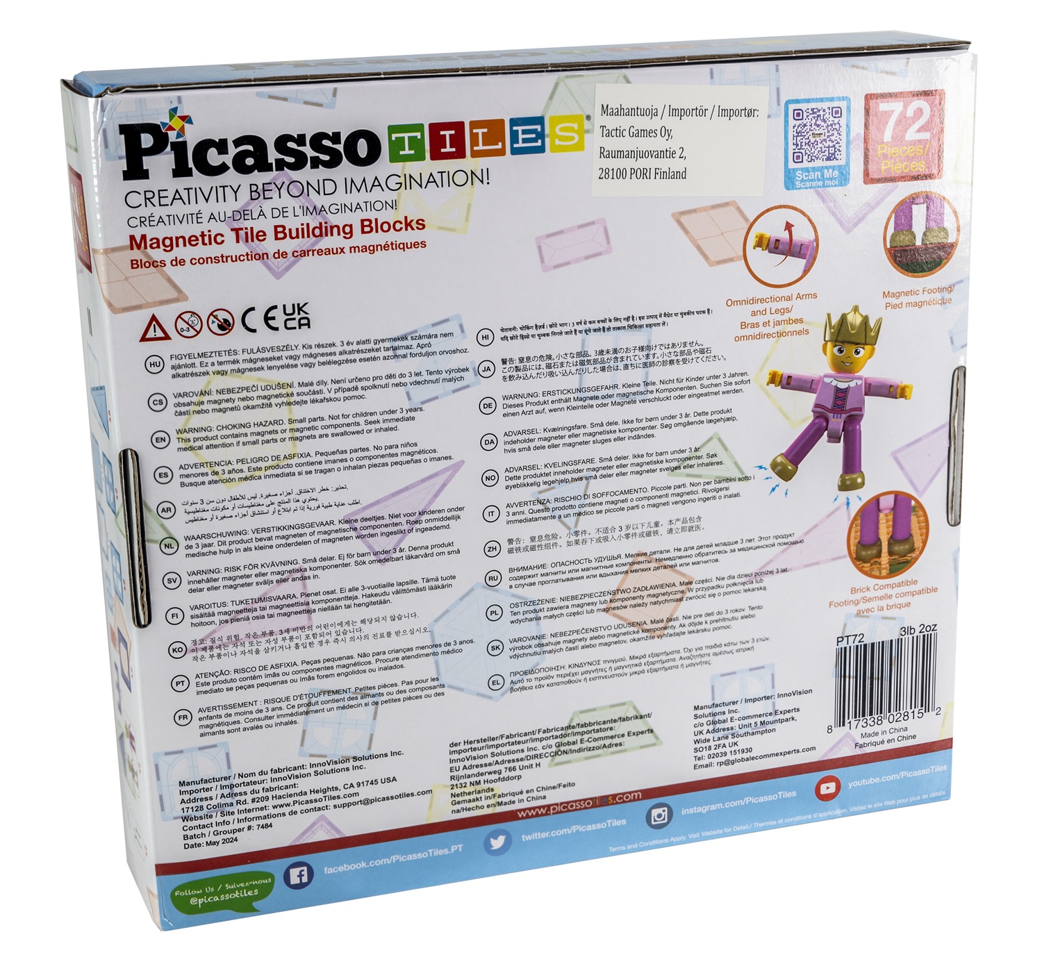 PicassoTiles 72 Pezzi - Piastrelle Magnetiche per Costruzione Castello Invernale con Personaggi, Scale, Finestre e Porte - Gioco Educativo STEM per Bambini 3