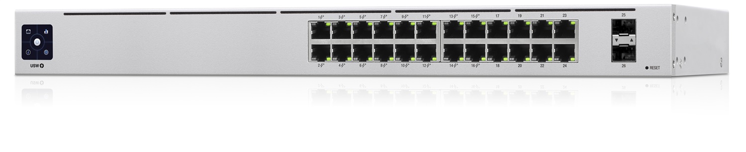 Ubiquiti UniFi USW-24-POE Switch di rete Gestito L2/L3 con 24 Porte Gigabit Ethernet (10/100/1000), 16 Porte PoE, 2 Porte SFP, Montaggio Rack 1U, Argento