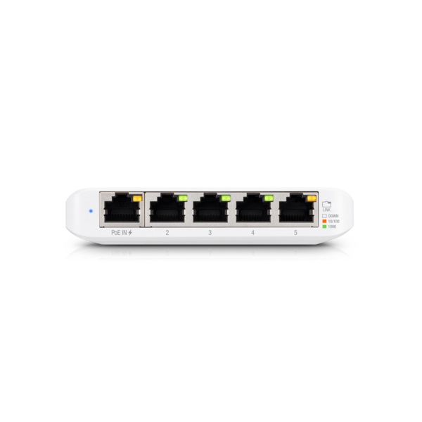 Ubiquiti UniFi USW Flex Mini Switch Gestito L2 5 Porte Gigabit Ethernet (10/100/1000) con Supporto Power over Ethernet (PoE) - Design Desktop Compatto Bianco