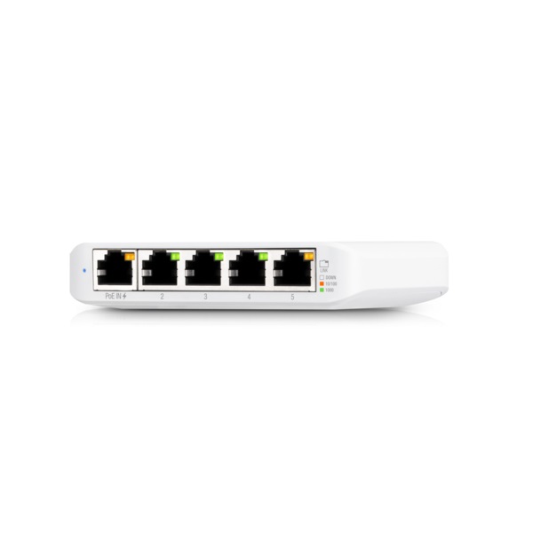 Ubiquiti UniFi USW Flex Mini Switch Gestito L2 5 Porte Gigabit Ethernet (10/100/1000) con Supporto Power over Ethernet (PoE) - Design Desktop Compatto Bianco