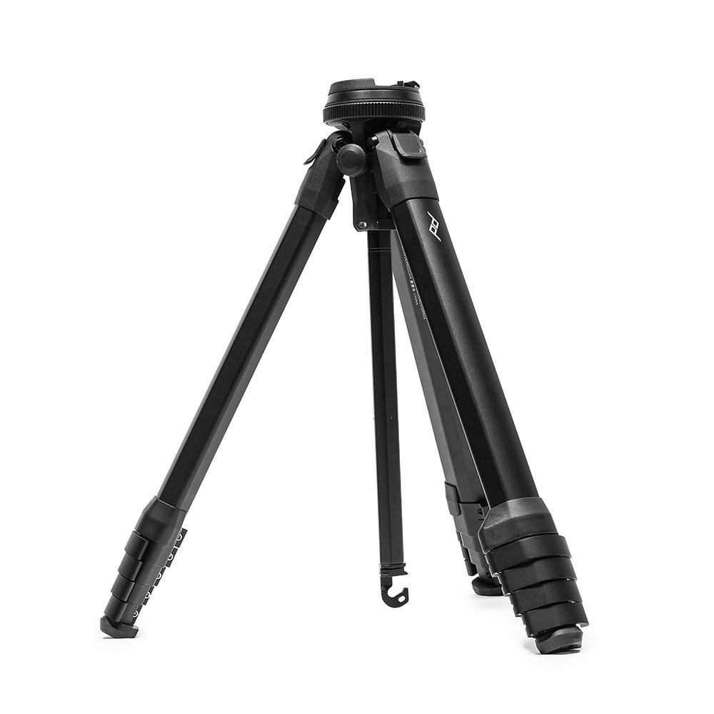 Peak Design Travel Tripod Aluminium - Treppiede da viaggio compatto e leggero, testa a sfera, altezza massima 152.4 cm, peso 1.56 kg, colore Nero