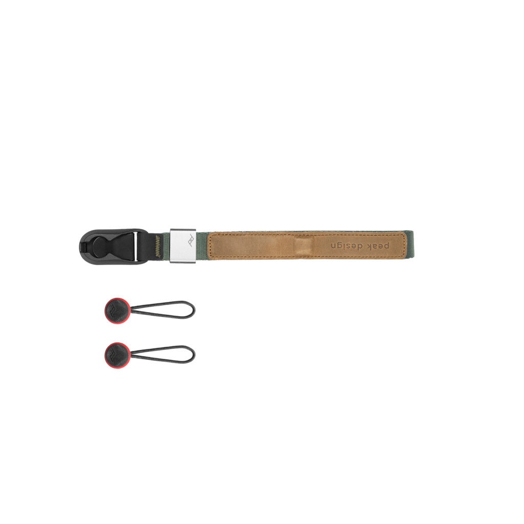 Peak Design Cuff Sage - Cinghia da Polso per Fotocamera in Nylon e Pelle, Colore Verde Salvia