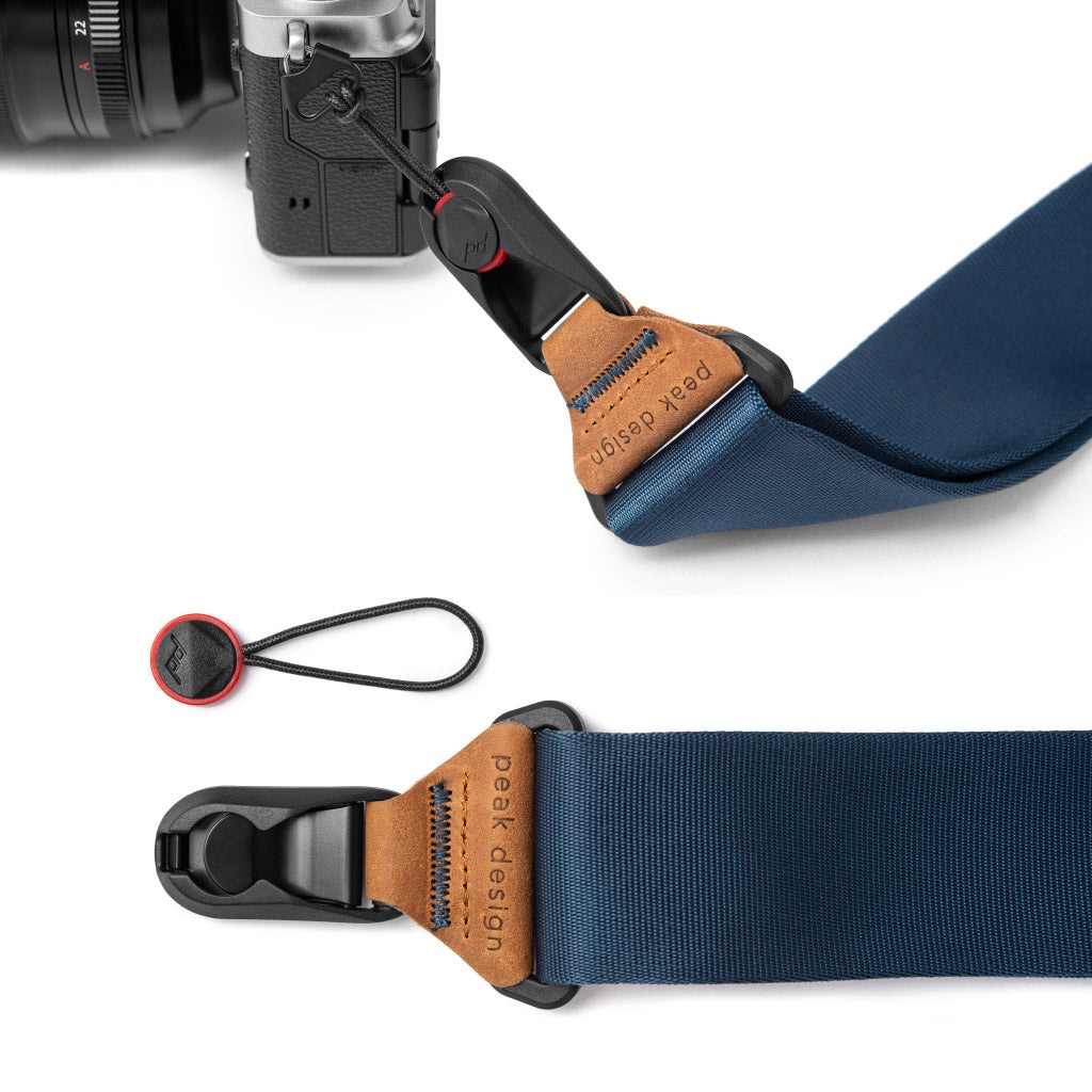 Peak Design Slide SL-MN-3 - Tracolla per Fotocamera in Pelle e Nylon Blu Notte, 3 in 1 con Imbottitura Comfort