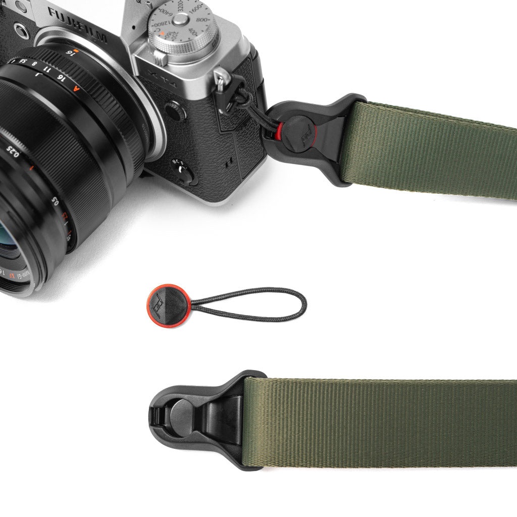 Peak Design Slide Lite - Tracolla per Fotocamera in Pelle e Nylon Verde, Versatile e Compatibile con DSLR e Mirrorless