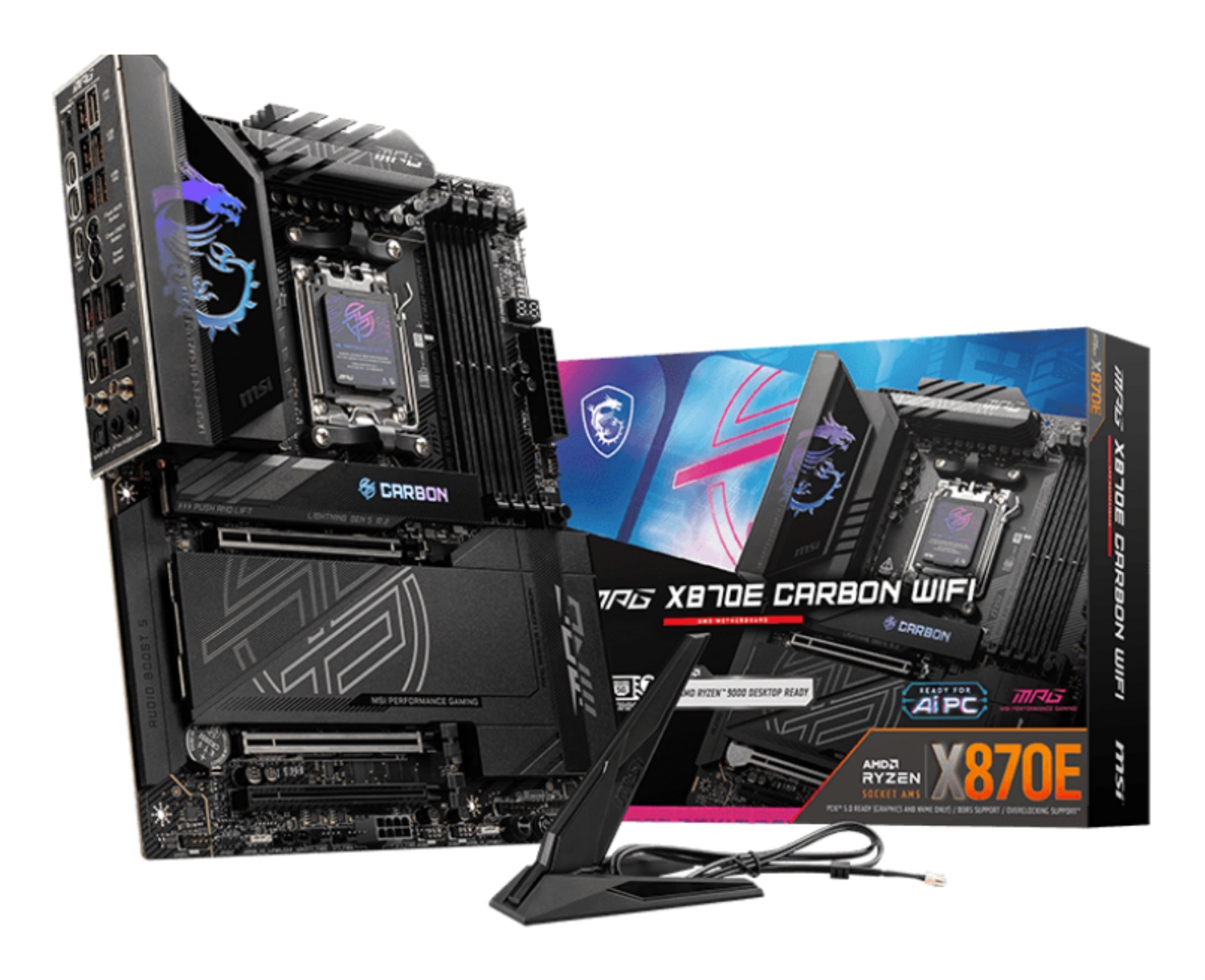 MSI MPG X870E CARBON WIFI - Scheda madre ATX per AMD Ryzen, DDR5, PCIe 5.0, Wi-Fi 7, Bluetooth 5.4