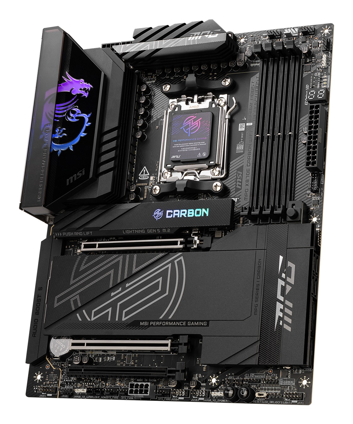 MSI MPG X870E CARBON WIFI - Scheda madre ATX per AMD Ryzen, DDR5, PCIe 5.0, Wi-Fi 7, Bluetooth 5.4
