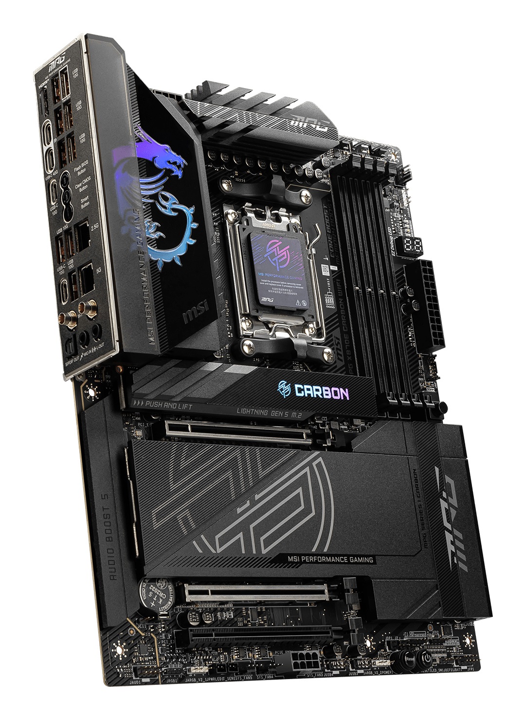MSI MPG X870E CARBON WIFI - Scheda madre ATX per AMD Ryzen, DDR5, PCIe 5.0, Wi-Fi 7, Bluetooth 5.4