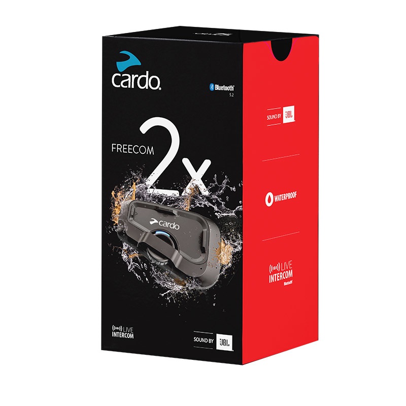 Cardo Freecom 2x Interfono da Moto Bluetooth Impermeabile con Audio JBL - Fino a 800 m