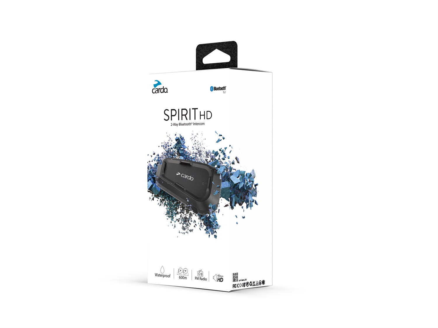 Cardo Spirit HD Interfono da Moto Bluetooth 5.2 Impermeabile 600 m - Set Doppio