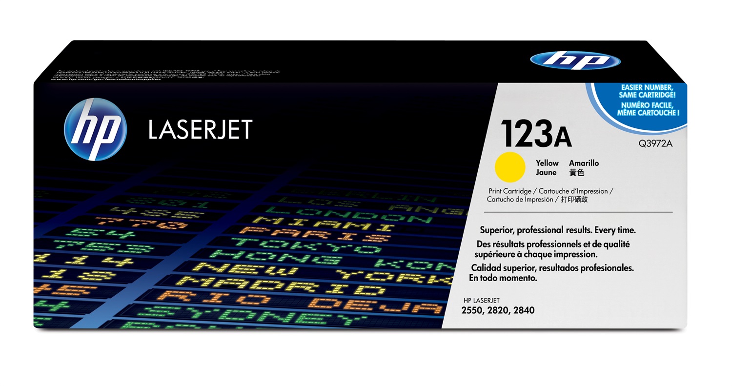 HP Q3972A 123A Toner Giallo Originale - 2.000 Pagine per HP Color LaserJet 2550 e Modelli Compatibili