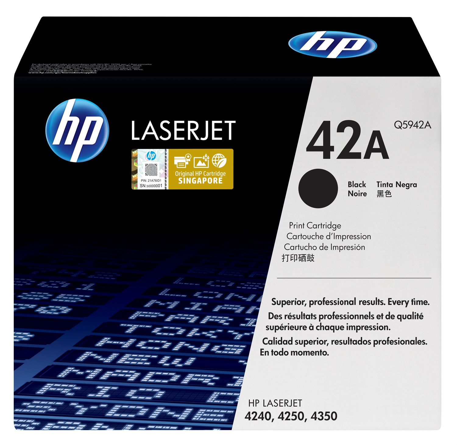 HP Cartuccia Toner Originale Nero LaserJet 42A Q5942A - Fino a 10.000 Pagine, Compatibile con LaserJet 4250/4350