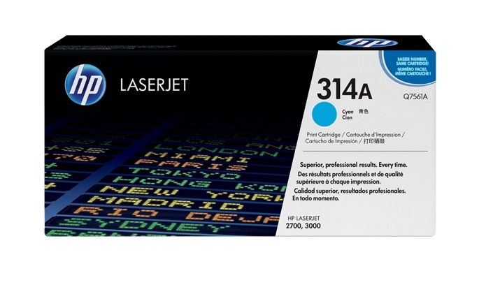 HP 314A Q7561A Original LaserJet Toner Cartridge Ciano - 3.500 Pagine per Color LaserJet 2700/3000