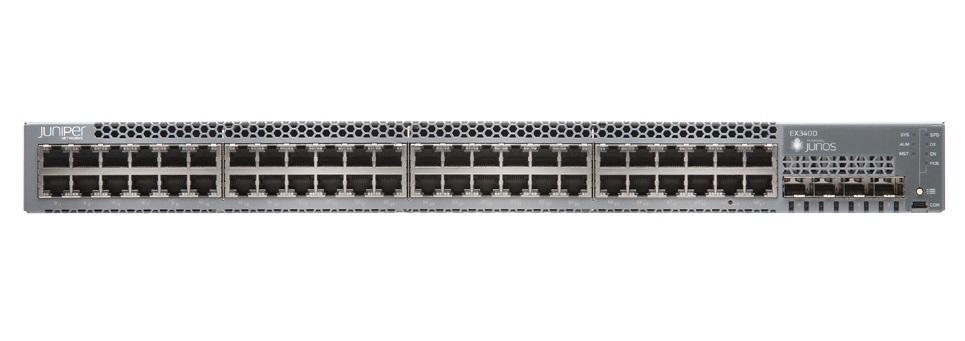 Juniper EX3400 48PORT SWITCH Gestito L2/L3 Gigabit Ethernet (10/100/1000) con Supporto Power over Ethernet (PoE) - 1U, Nero, 4 x 10GB SFP, 2 x QSFP