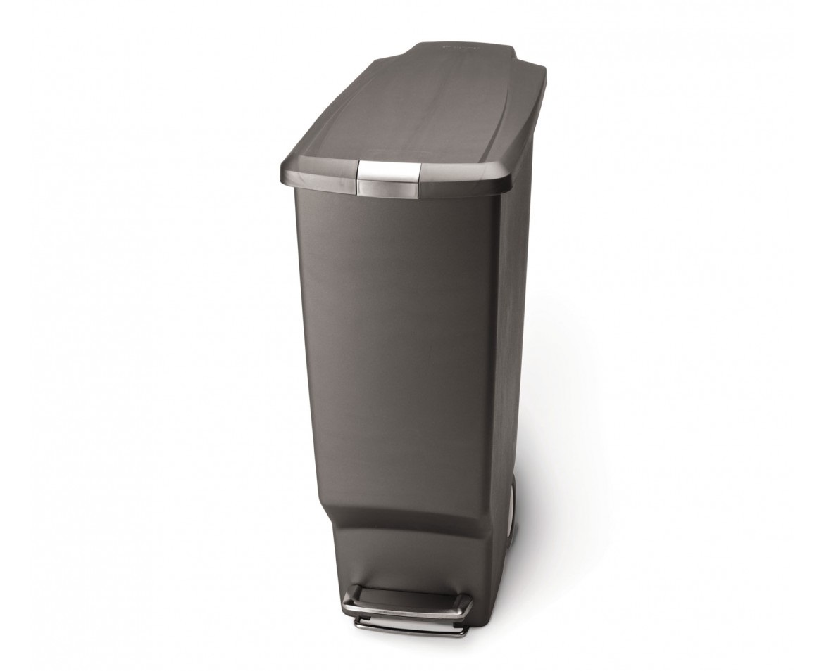 simplehuman CW1363 Cestino Sottile con Pedale 40L in Plastica Grigia con Chiusura Silenziosa e Ruote