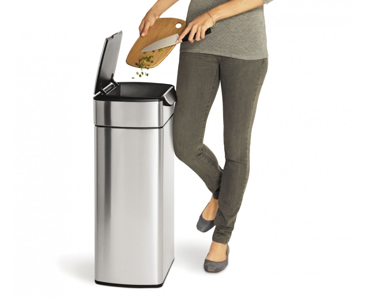 simplehuman CW2015 Pattumiera Rettangolare 30 L in Acciaio Inox Spazzolato con Touch-Bar