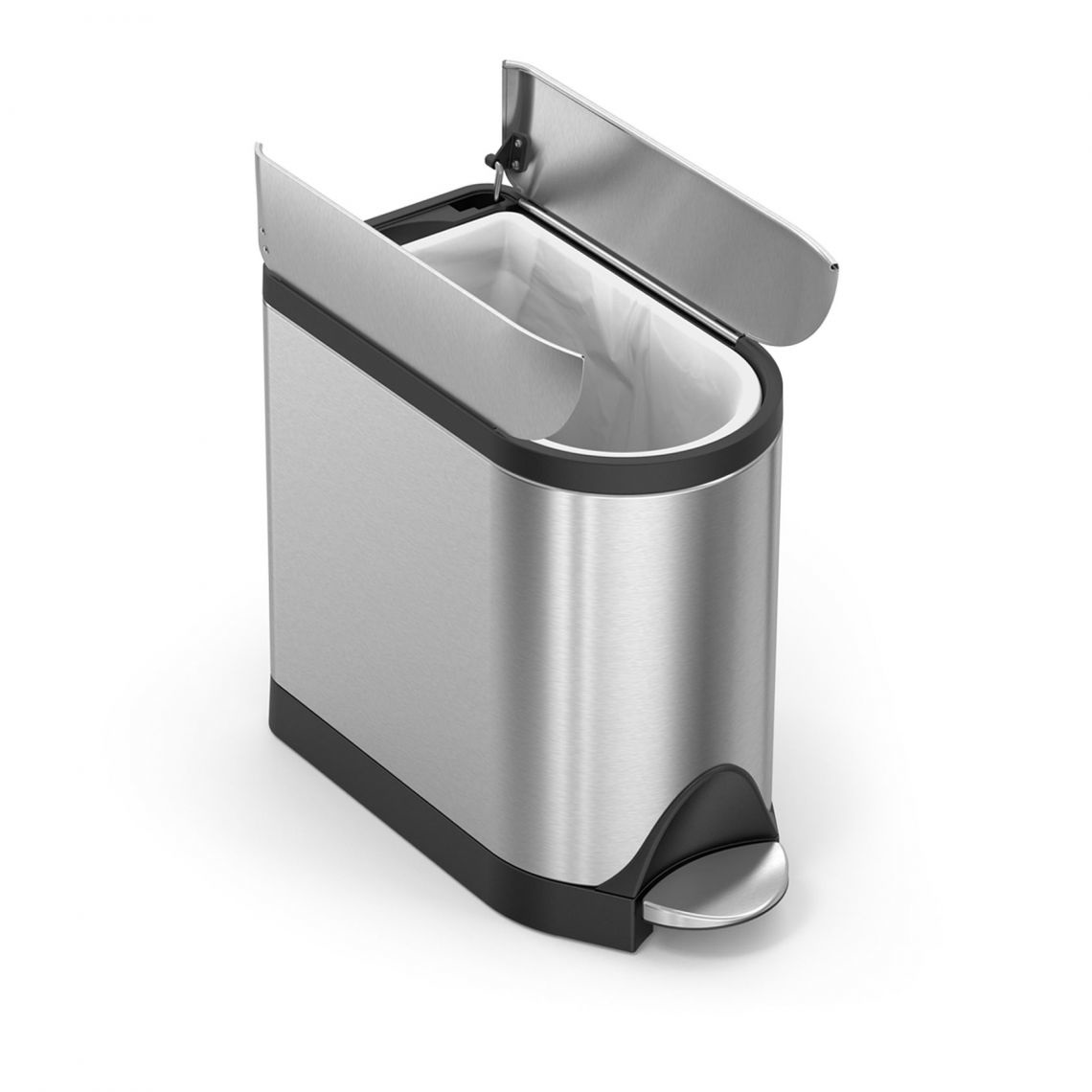 simplehuman Cestino a Pedale Butterfly 10L in Acciaio Inossidabile Anti-Impronta - Design Compatto per Spazi Ridotti