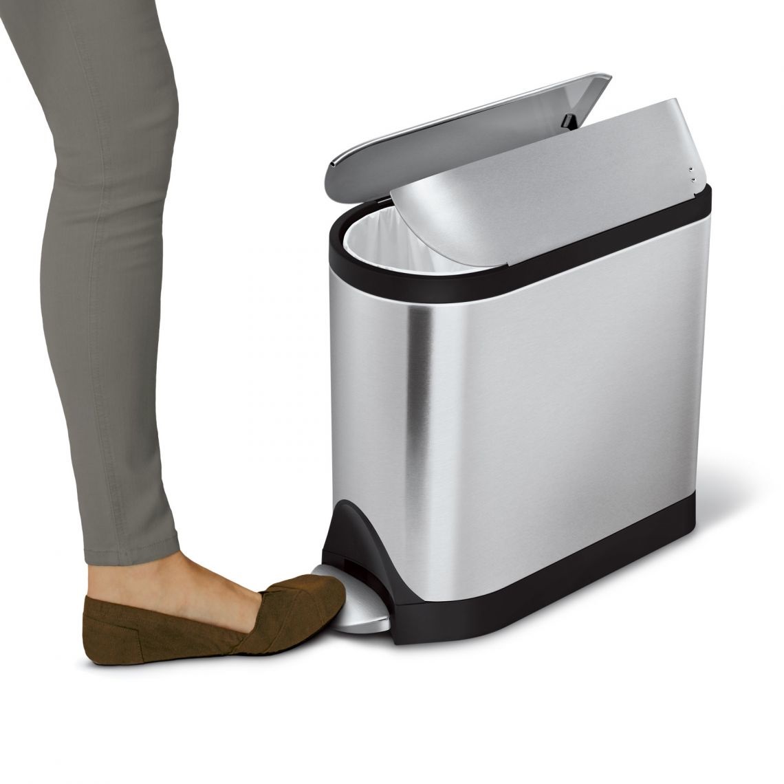simplehuman Cestino a Pedale Butterfly 10L in Acciaio Inossidabile Anti-Impronta - Design Compatto per Spazi Ridotti