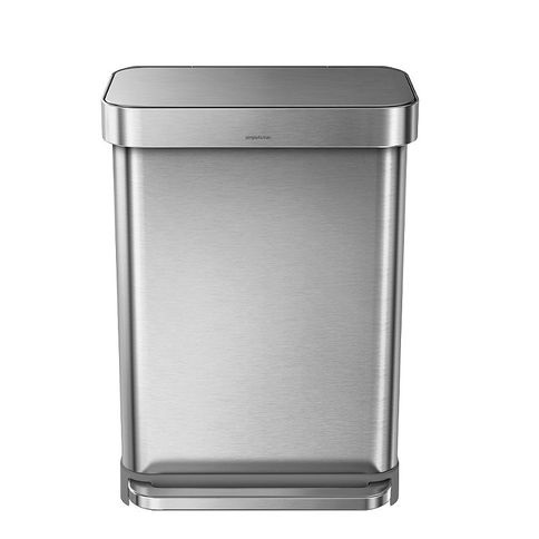 simplehuman CW2023 Cestino Rettangolare da Cucina 55L in Acciaio Inox con Pedale e Porta Sacchetti