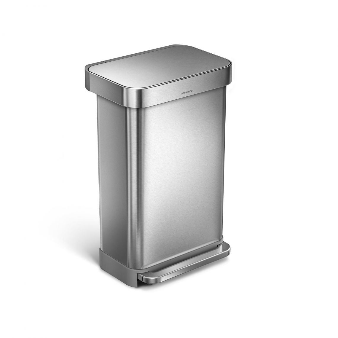 simplehuman CW2024 Pattumiera Rettangolare 45L in Acciaio Inox con Pedale e Porta Sacchetti