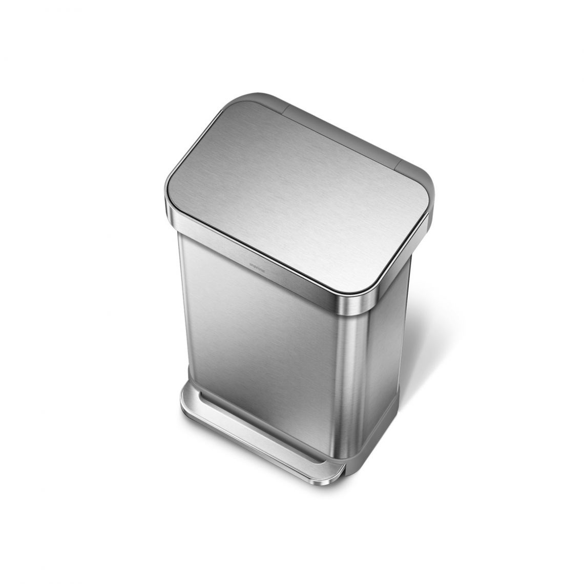 simplehuman CW2024 Pattumiera Rettangolare 45L in Acciaio Inox con Pedale e Porta Sacchetti