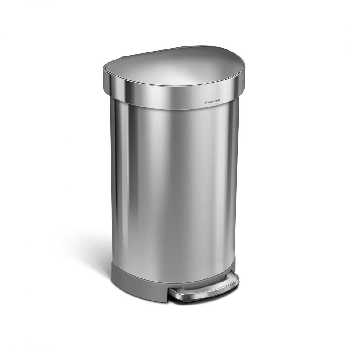simplehuman Pattumiera a Pedale Semitonda 45 L in Acciaio Inossidabile con Meccanismo Silenzioso