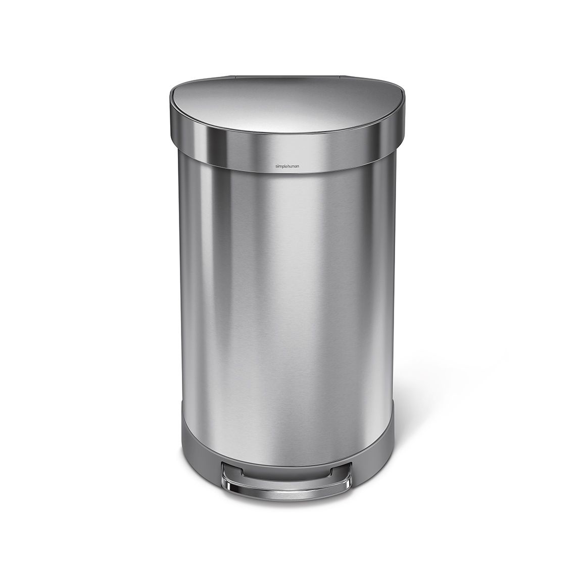 simplehuman Pattumiera a Pedale Semitonda 45 L in Acciaio Inossidabile con Meccanismo Silenzioso