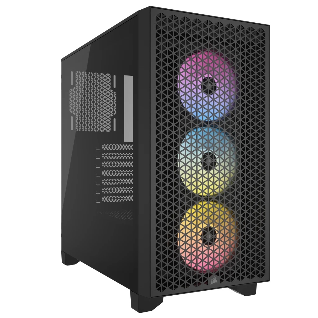 Corsair 3000D RGB Airflow Midi Tower ATX Case con Vetro Temperato e 3 Ventole AR120 RGB - Nero