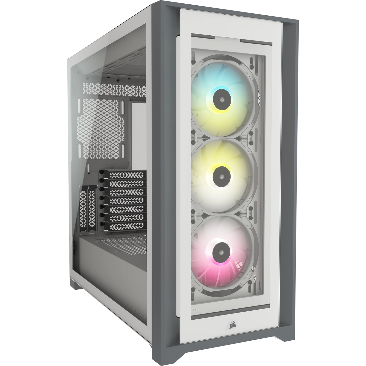 Corsair iCUE 5000X RGB Midi Tower Bianco - Quattro Pannelli in Vetro Temperato, Tre Ventole RGB da 120 mm Incluse
