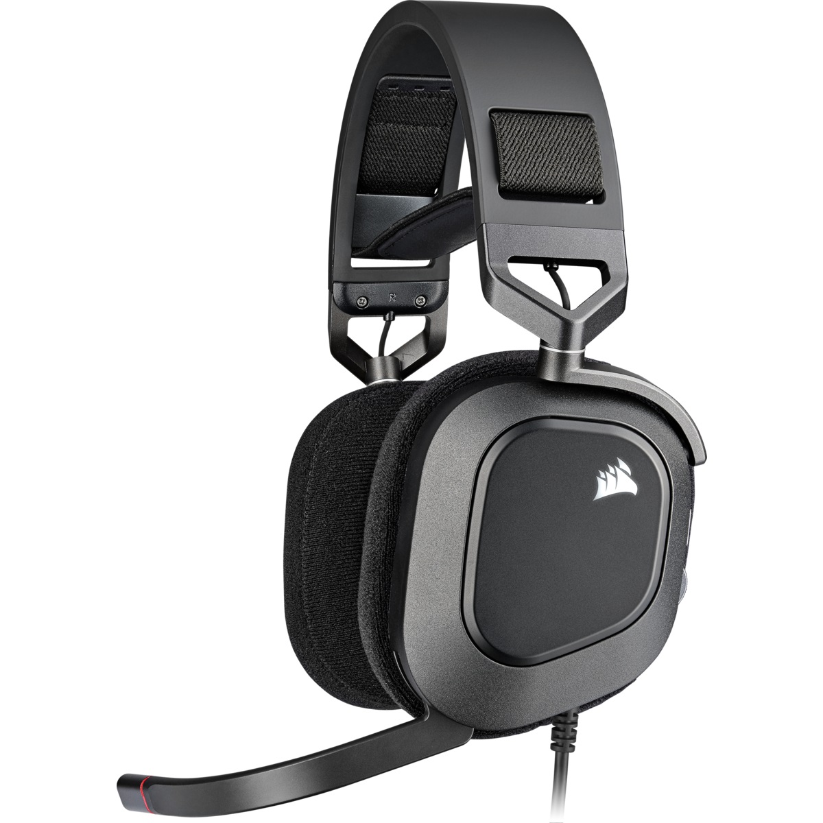 Corsair HS80 RGB USB Cuffia Gaming Cablata con Microfono Premium, Audio Surround 7.1, Illuminazione RGB, Driver Neodimio da 50 mm, Cuscinetti in Memory Foam, Carbonio