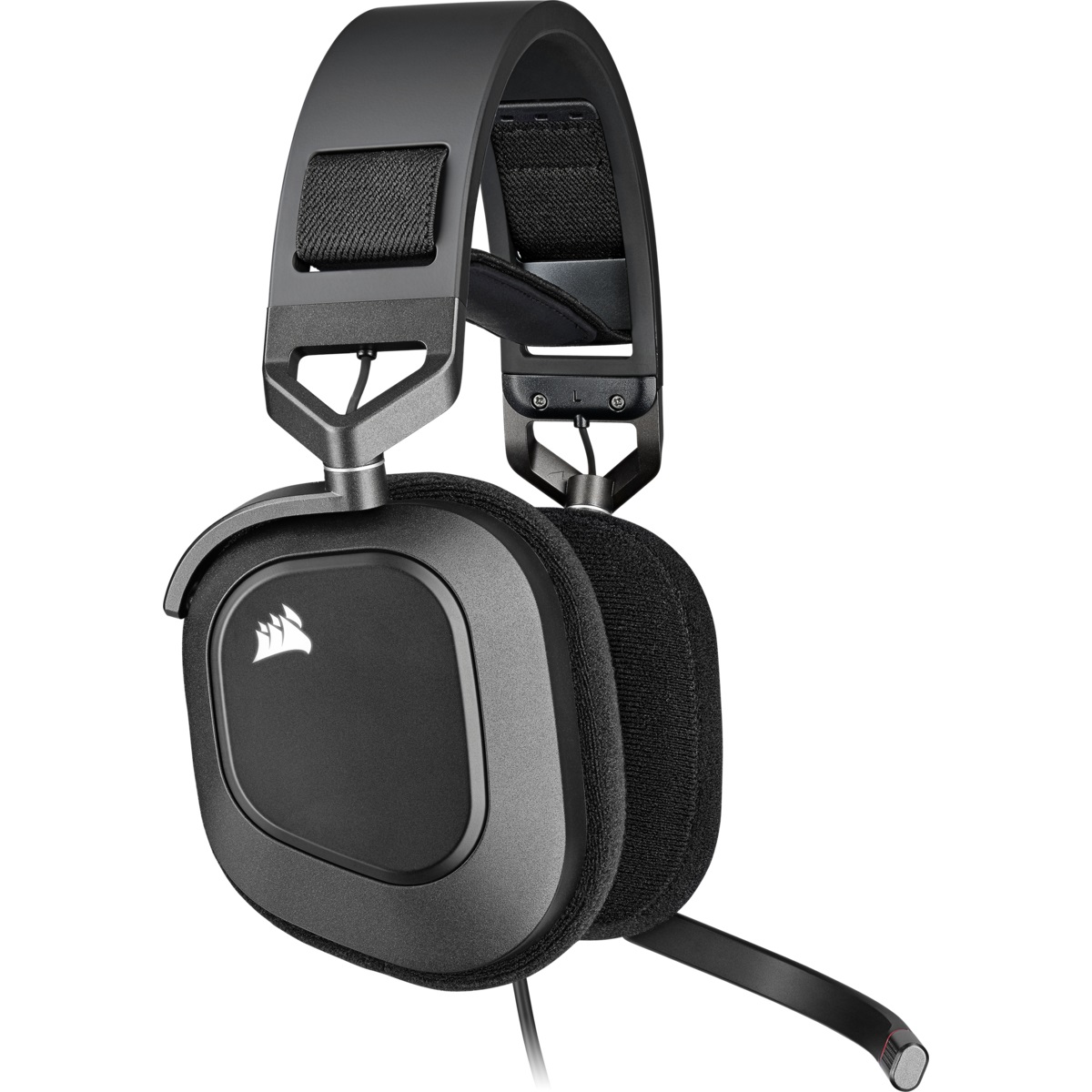 Corsair HS80 RGB USB Cuffia Gaming Cablata con Microfono Premium, Audio Surround 7.1, Illuminazione RGB, Driver Neodimio da 50 mm, Cuscinetti in Memory Foam, Carbonio
