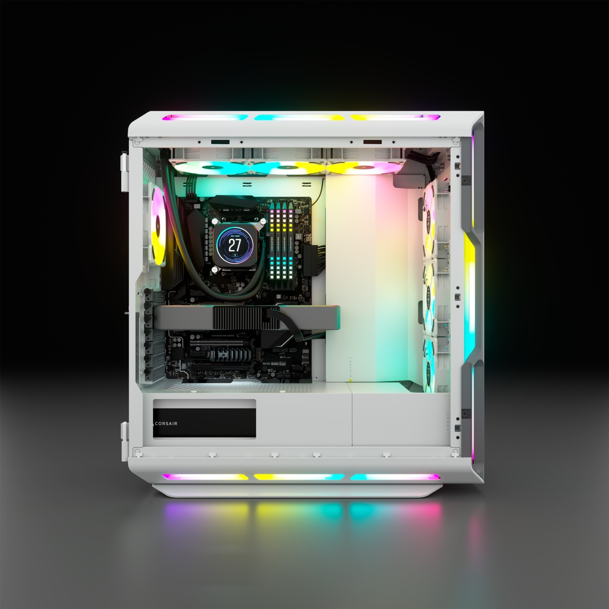 Corsair iCUE 5000T RGB Midi Tower Bianco - Case ATX con Pannello in Vetro Temperato, 3 Ventole LL120 RGB, 208 LED RGB Gestibili Singolarmente
