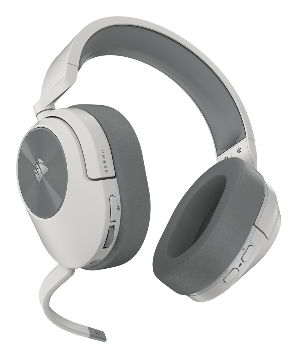 Corsair HS55 WIRELESS Cuffie da Gioco Bluetooth - Dolby 7.1 Surround, Microfono Omnidirezionale, Portata Fino a 50 Piedi, Compatibili con PC, Mac, PS5, PS4 - Colore Bianco