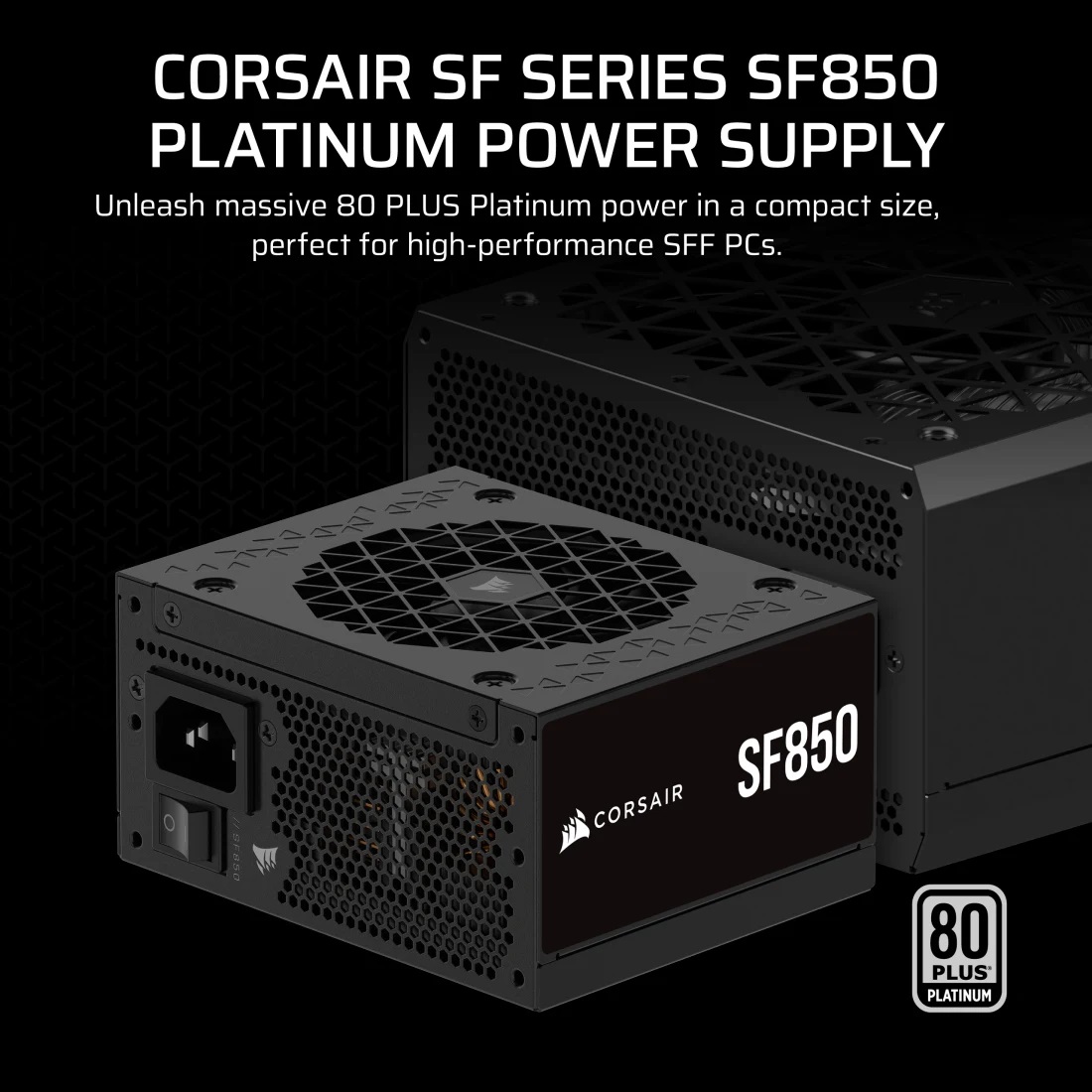 Corsair SF850 (2024) Alimentatore SFX Completamente Modulare 850 W 80 PLUS Platinum - 24-pin ATX, Predisposto per PCIe 5.1, Staffa SFX-to-ATX Inclusa, Nero