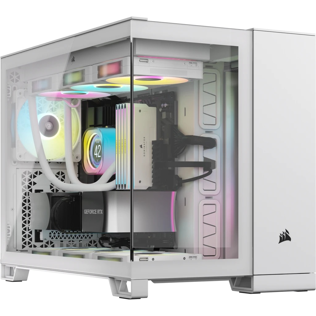 Corsair 2500X Midi Tower Bianco - Case Micro ATX con Vetro Temperato, Doppia Camera, Compatibile con Scheda Madre a Connessione Inversa