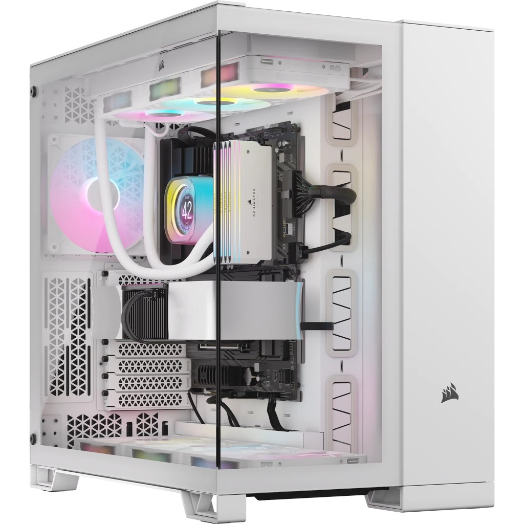 CORSAIR iCUE LINK 6500X RGB Mid-Tower ATX Case - Doppia Camera, Vetro Panoramico Temperato, 3x Ventole CORSAIR RX120 RGB Incluse, Compatibile con Schede Madri a Connessione Inversa, Bianco