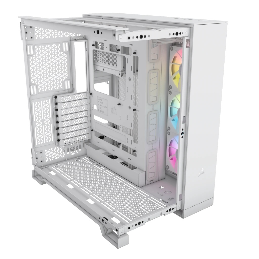 CORSAIR iCUE LINK 6500X RGB Mid-Tower ATX Case - Doppia Camera, Vetro Panoramico Temperato, 3x Ventole CORSAIR RX120 RGB Incluse, Compatibile con Schede Madri a Connessione Inversa, Bianco