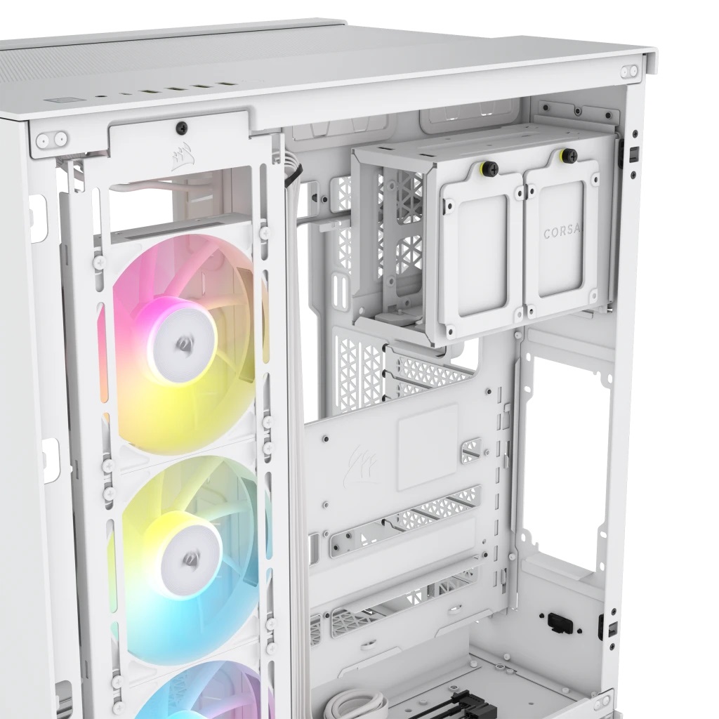 CORSAIR iCUE LINK 6500X RGB Mid-Tower ATX Case - Doppia Camera, Vetro Panoramico Temperato, 3x Ventole CORSAIR RX120 RGB Incluse, Compatibile con Schede Madri a Connessione Inversa, Bianco