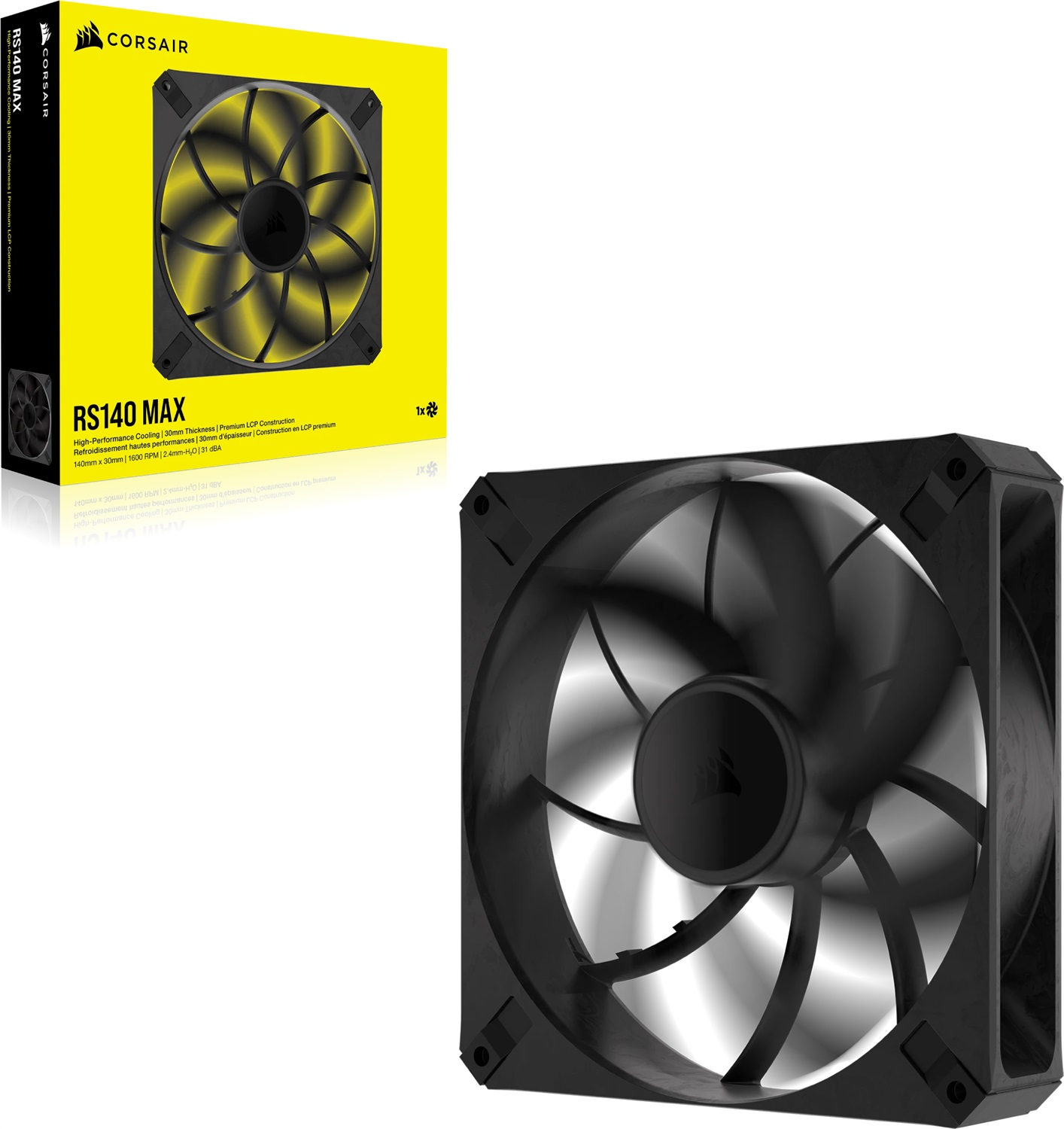 Corsair RS140 MAX Ventola PWM 140 mm Spessore Maggiorato 30 mm - Pressione Statica Elevata - Nero