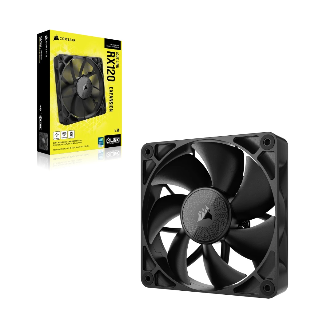 Corsair iCUE LINK RX120 Ventola PWM 120mm - Cuscinetto a Cupola Magnetica - Flusso d'aria fino a 74,2 CFM
