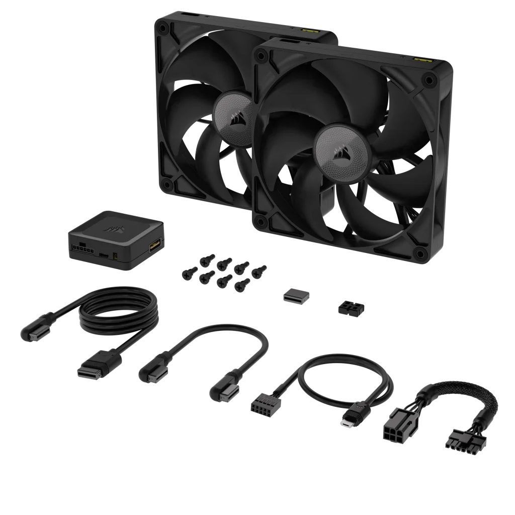 Corsair iCUE LINK RX140 Ventole PWM 140 mm con Hub iCUE LINK - Cuscinetto a Cupola Magnetica - Confezione Doppio - Nero