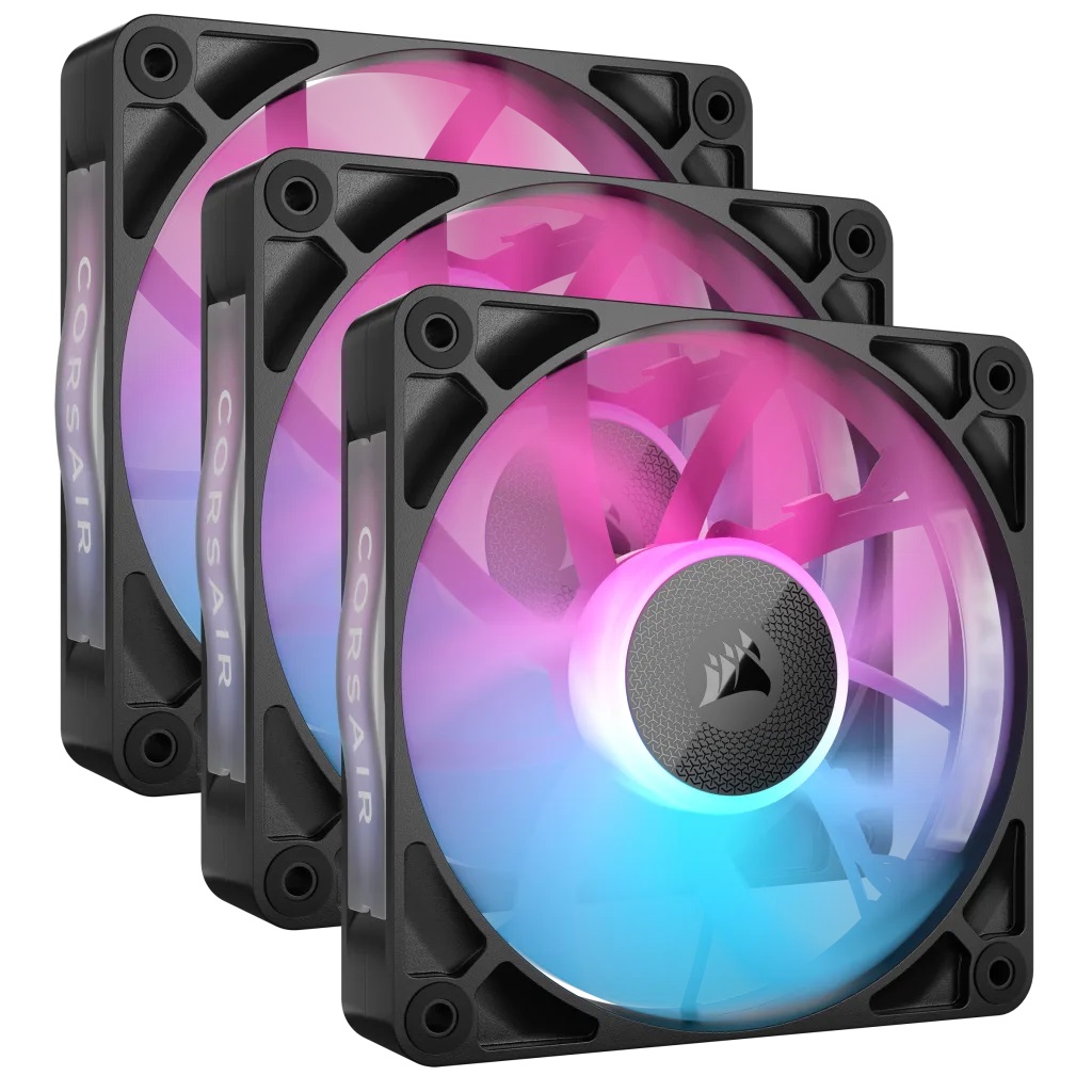 CORSAIR iCUE LINK RX120 RGB Ventole PWM 120 mm con Hub - Confezione Tripla - Cuscinetto a Cupola Magnetica - Nero