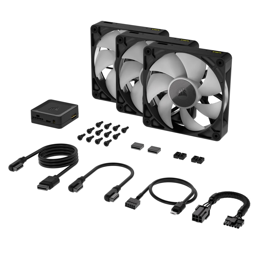 CORSAIR iCUE LINK RX120 RGB Ventole PWM 120 mm con Hub - Confezione Tripla - Cuscinetto a Cupola Magnetica - Nero