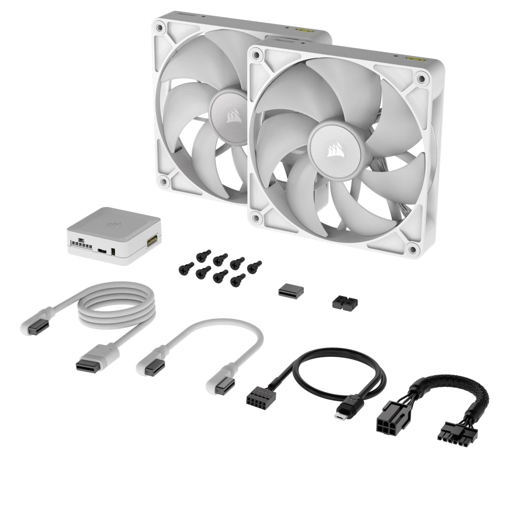 Corsair iCUE LINK RX140 RGB Ventilatore 14 cm Bianco Kit da 2 - PWM con Hub iCUE LINK