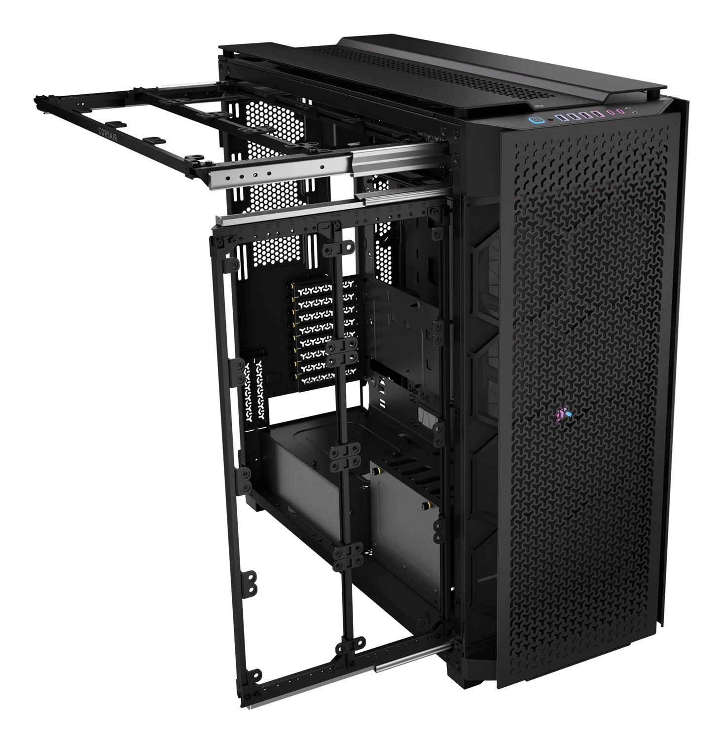 Corsair 9000D RGB AIRFLOW Full Tower Case PC Nero - Acciaio Inox e Vetro Temperato, Compatibile con Mini-ITX/mATX/ATX/E-ATX/SSI-EEB, Sistema InfiniRail per Ventole