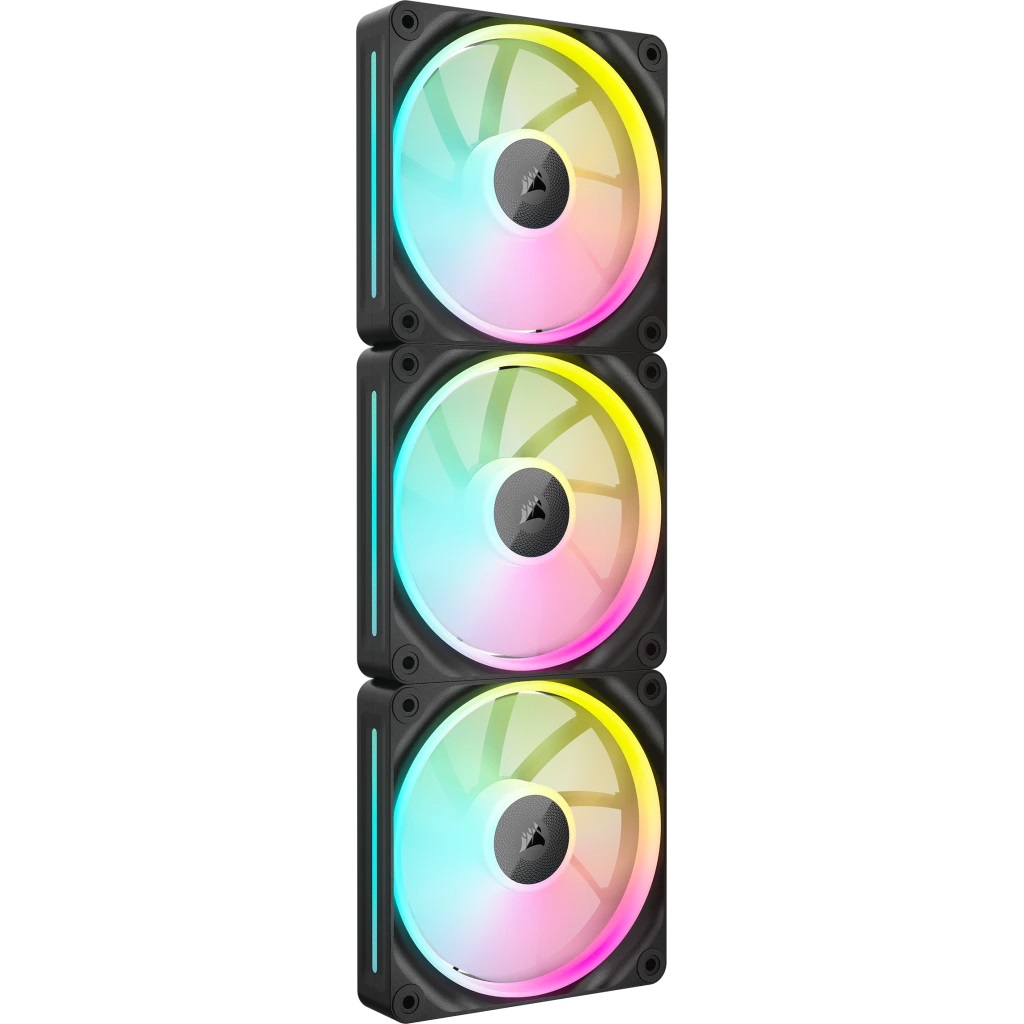 CORSAIR iCUE LINK LX120 RGB Ventole 120 mm PWM - Confezione Tripla con Doppio Anello Luminoso e Hub iCUE LINK - Tecnologia AirGuide - Nero