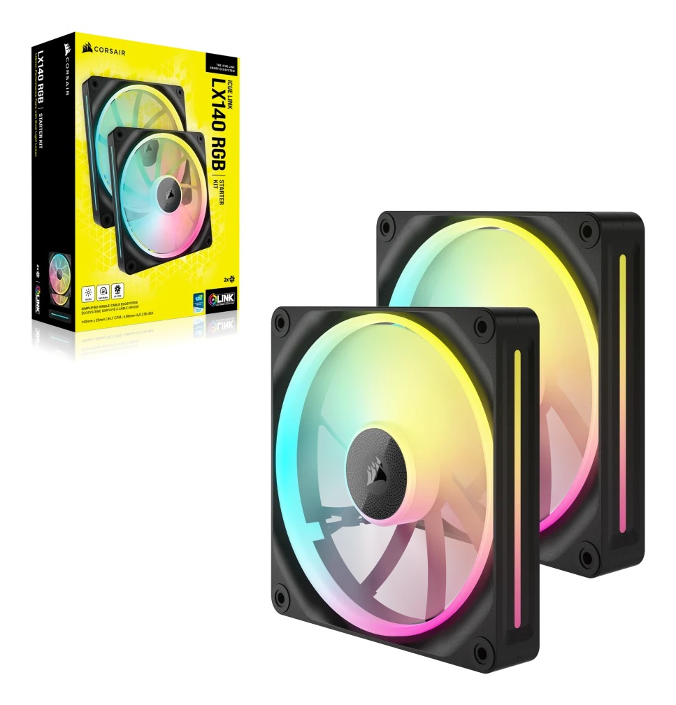 Corsair iCUE LINK LX140 RGB Ventole 14 cm PWM - Doppio Anello Luminoso con Hub iCUE LINK