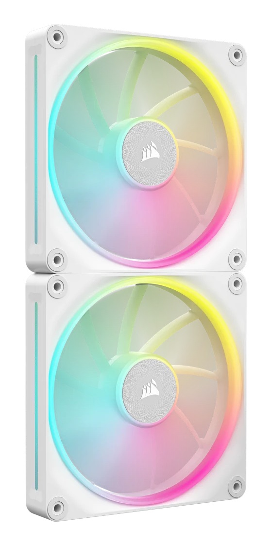 CORSAIR iCUE Link LX140 RGB Ventilatori 140mm PWM - Kit da 2 con Doppio Anello Luminoso e iCUE LINK System Hub - Bianco